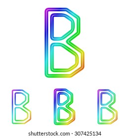 Rainbow line b letter logo design set