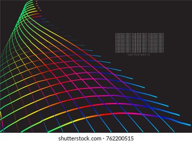 Rainbow line drawing abstract pattern background. 