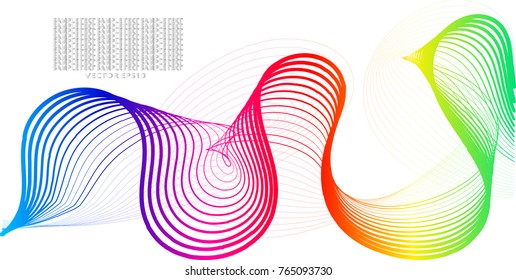 Rainbow line drawing abstract pattern background.