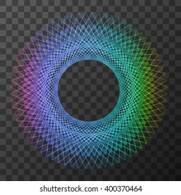 Rainbow line geometry circle  - symbol of sacred geometry on trasparent background. Vector illustration. EPS 10