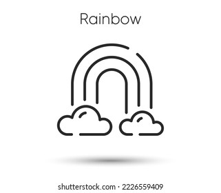 Rainbow line icon. Cloud sky with iridescent light sign. After rain rainbow symbol. Illustration for web and mobile app. Line style meteorological phenomenon icon. Editable stroke sky pattern. Vector