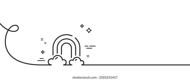 Rainbow line icon. Continuous one line with curl. Cloud sky with iridescent light sign. Weather phenomenon symbol. Rainbow single outline ribbon. Loop curve pattern. Vector