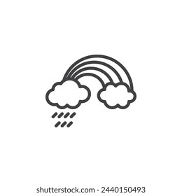 Rainbow line icon. linear style sign for mobile concept and web design. Rainy clouds and rainbow outline vector icon. Symbol, logo illustration. Vector graphics