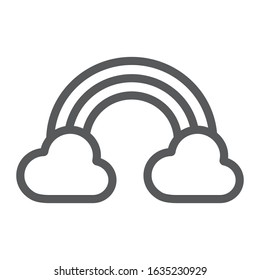 Rainbow line icon, st patrick's day and holiday, cloud with rainbow sign, vector graphics, a linear pattern on a white background, eps 10