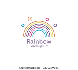 Rainbow Line Style logo Minimalism Wire-frame Model Technology Icon