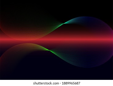Rainbow of lines curve or waves on background, abstract backdrop for technology banner.