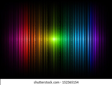 rainbow lines with dots on the dark background