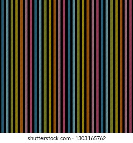 Rainbow lines on black background seamless texture. Vector illustration.