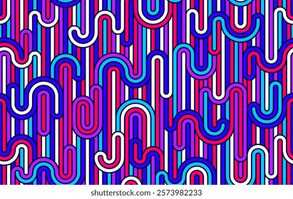Rainbow lines seamless pattern, colorful linear geometric vector abstract background, multicolored positive endless tiling wallpaper.