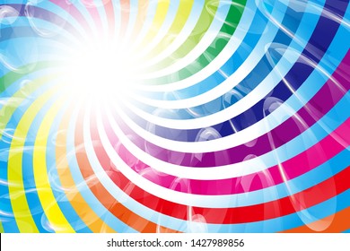 Rainbow Lines and Soap Bubbles, Colorful Background Material Wallpaper, Image of Happy Party, Swirl, Happiness