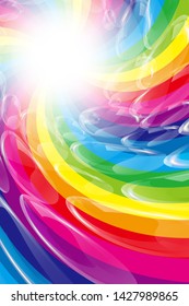 Rainbow Lines and Soap Bubbles, Colorful Background Material Wallpaper, Image of Happy Party, Swirl, Happiness