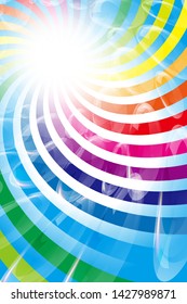 Rainbow Lines and Soap Bubbles, Colorful Background Material Wallpaper, Image of Happy Party, Swirl, Happiness