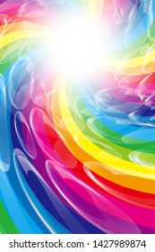 Rainbow Lines and Soap Bubbles, Colorful Background Material Wallpaper, Image of Happy Party, Swirl, Happiness