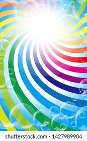 Rainbow Lines and Soap Bubbles, Colorful Background Material Wallpaper, Image of Happy Party, Swirl, Happiness