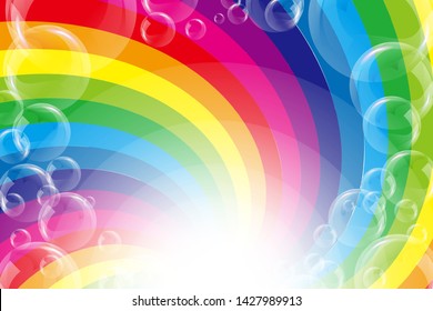 Rainbow Lines and Soap Bubbles, Colorful Background Material Wallpaper, Image of Happy Party, Swirl, Happiness