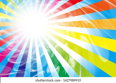 Rainbow Lines and Soap Bubbles, Colorful Background Material Wallpaper, Image of Happy Party, Swirl, Happiness