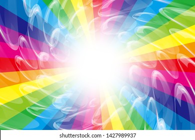 Rainbow Lines and Soap Bubbles, Colorful Background Material Wallpaper, Image of Happy Party, Swirl, Happiness