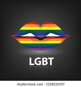 Rainbow lip illustration for LGBT