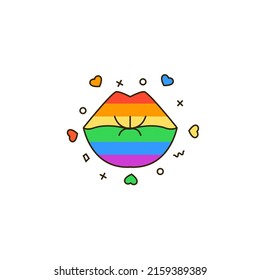 Icono de línea de color de los labios arco iris