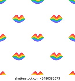 Rainbow lips seamless pattern. Pride month LGBT concept.