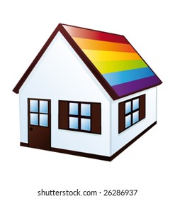 Rainbow little house vector illustration