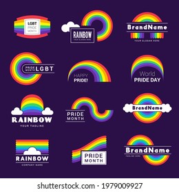 Rainbow logo. Business colored symbols lgbt icon weather rainbow recent vector stylized templates collection