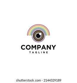 Rainbow Logo design vector template. Wifi signal, Eye Rainbow friendly style Logotype concept icon.