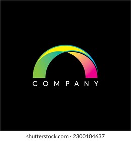 Rainbow logo design weather, vector template 