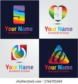 rainbow Logo with initial made with colorful s Free Vector
