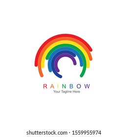 Rainbow logo template vector icon illustration design