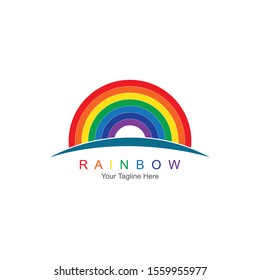 Rainbow logo template vector icon illustration design