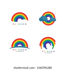 Rainbow logo template vector icon illustration design