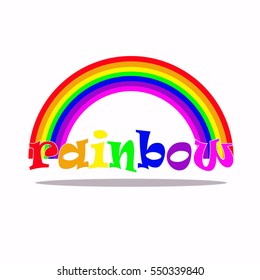 Rainbow logo with rainbow text element design