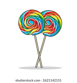 Rainbow lollipop vector art isolated on white background