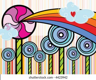 rainbow lollipop wonderland (vector) - illustration