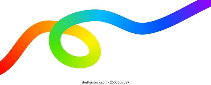 Rainbow loop and squiggle background. Dynamic spectrum curve. Multicolored doodle line. Cool LGBTQ, fun or happy theme wallpaper. Trendy psychedelic print for banners or posters. Vector illustration.