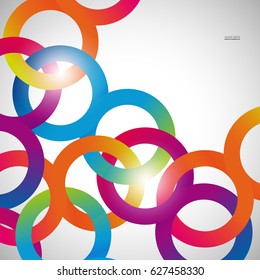 Rainbow loops chain, vector abstract background, design shape.