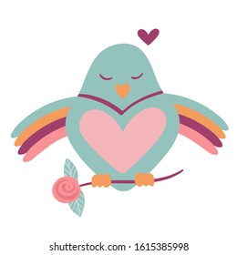 rainbow love bird with rose flower