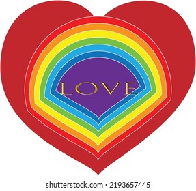 Rainbow love concept. Modern love symbol in rainbow colors. Poster, card, banner and background. Vector illustration.