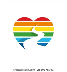 rainbow love destination vector logo template