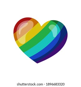 Rainbow love icon. Heart in rainbow color. Vector.