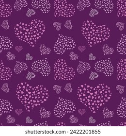 Rainbow love made of cute little hearts in a subtle color palette of pink, coral, peach and red on light pink background. Great for home decor, fabric, wallpaper