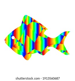 rainbow low poly fish, vector illustration