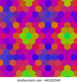 Rainbow low poly hexagon style vector mosaic background
