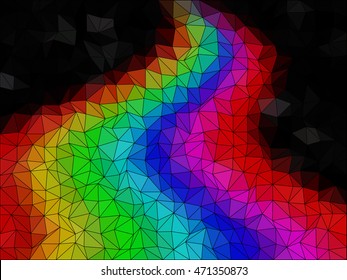 Rainbow low poly triangle style vector mosaic background