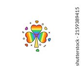 Rainbow lucky shamrock line icon