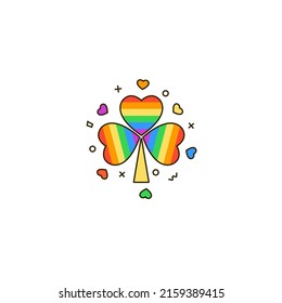 Rainbow lucky shamrock line icon