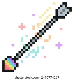 Rainbow Magic Arrow, Pixel Art Icon, Isolated