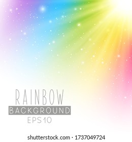 Rainbow magic shiny background with sunlight and sparkles