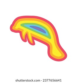 rainbow manatee awareness month vector image illustration